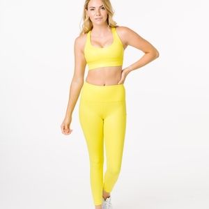 Neon Yellow Metallic Pocket Light n Tight Hi-Rise